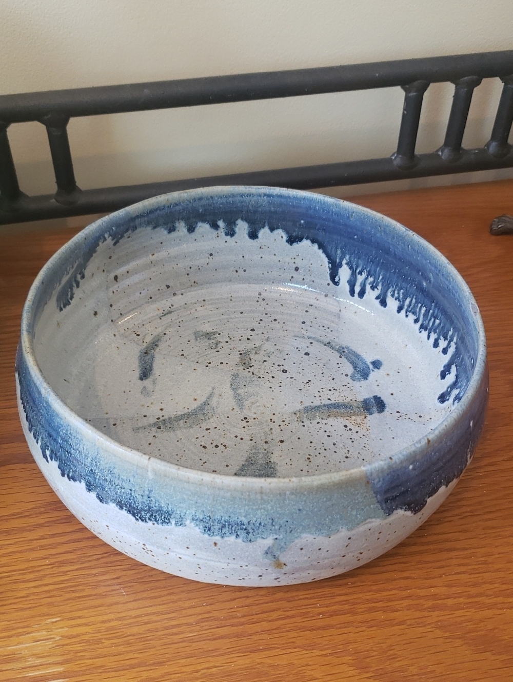 Handcrafted Blue Glaze Ceramic Serving Bowl